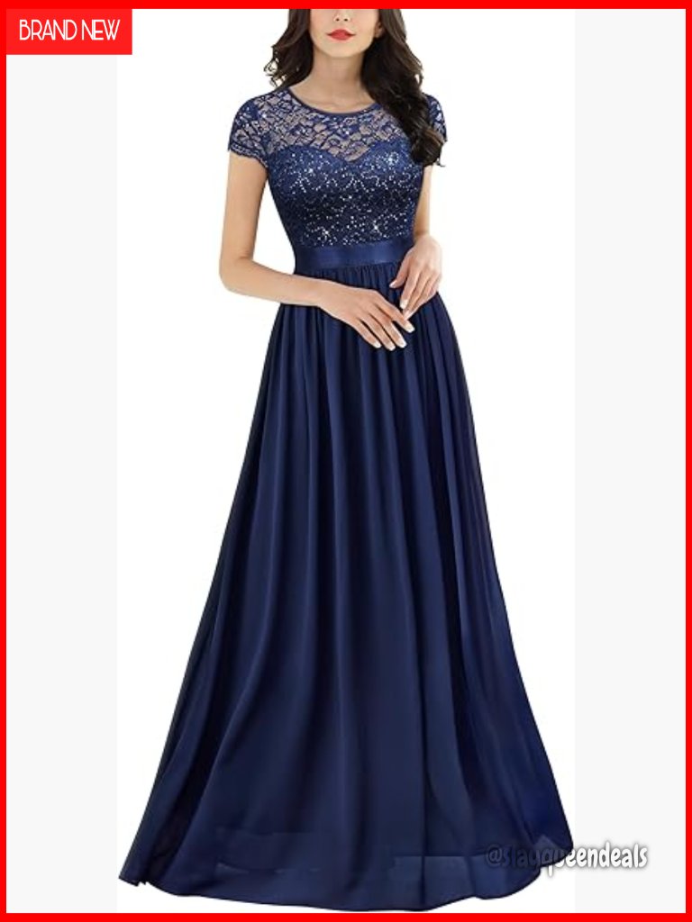 Sequin Lace Contrast Bridesmaid Party Maxi Dress